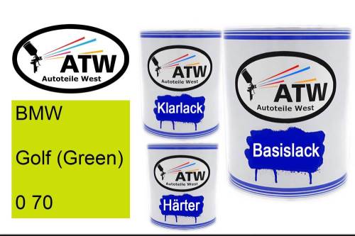 BMW, Golf (Green), 0 70: 1L Lackdose + 1L Klarlack + 500ml Härter - Set, von ATW Autoteile West.